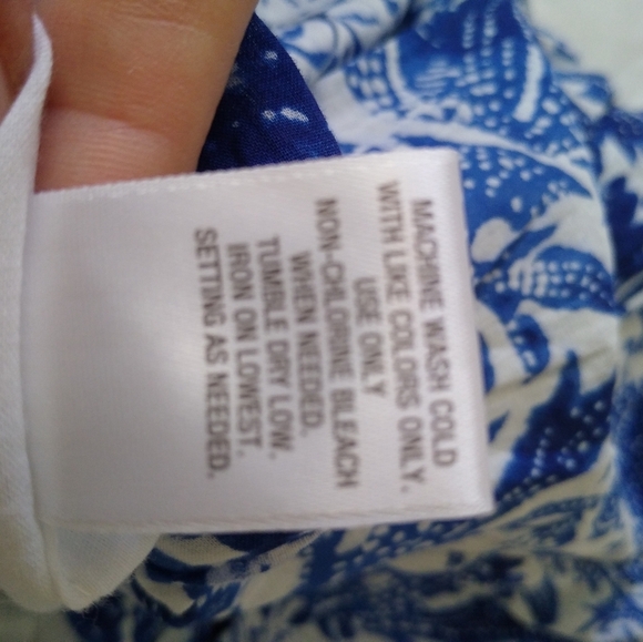 Roz + Ali Full Skirt, Blue + White, Size 10 - Picture 8 of 9